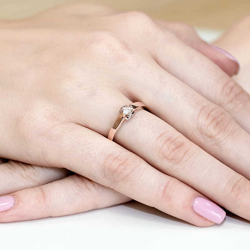 Pierścionek Diament 0,09ct różowe złoto 4 Pierścionek Diament 0,09ct różowe złoto - obrazek 4