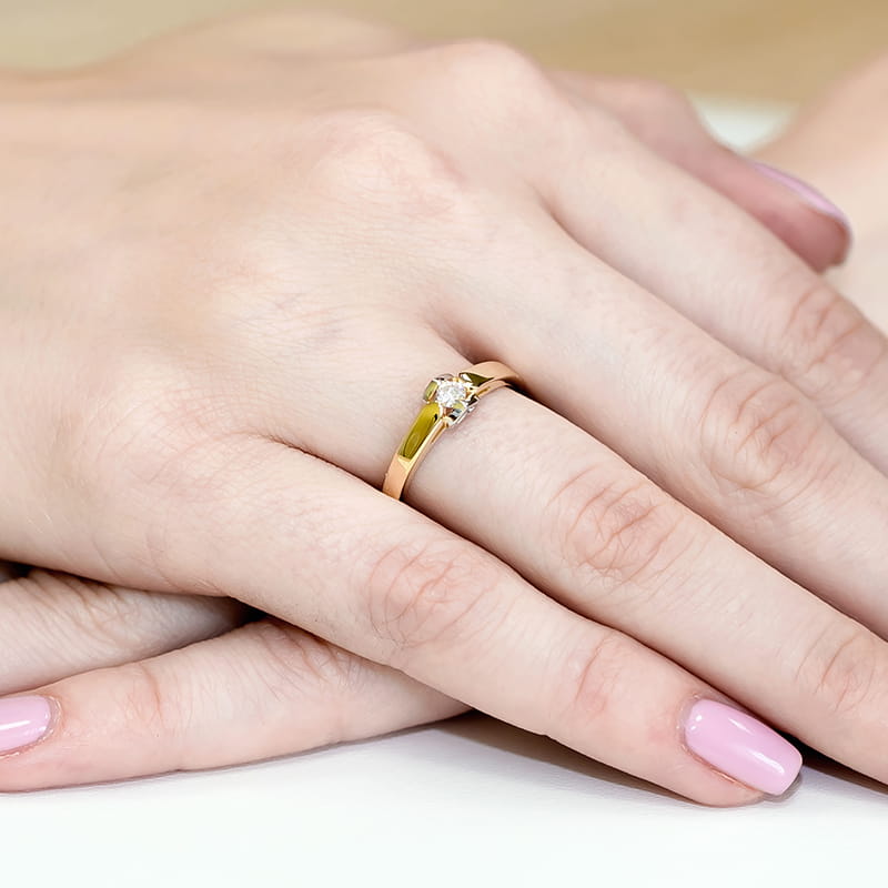 Pierścionek Diament 0,09ct żółte złoto 4 Pierścionek Diament 0,09ct żółte złoto - obrazek 4