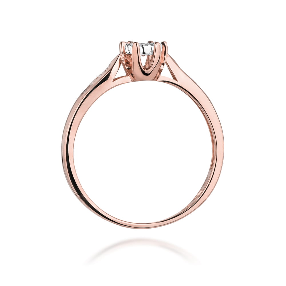 Pierścionek Diament 0,08ct różowe złoto 3 Pierścionek Diament 0,08ct różowe złoto - obrazek 3