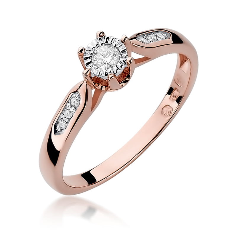 Pierścionek Diament 0,08ct różowe złoto 1 Pierścionek W328 Diament 0