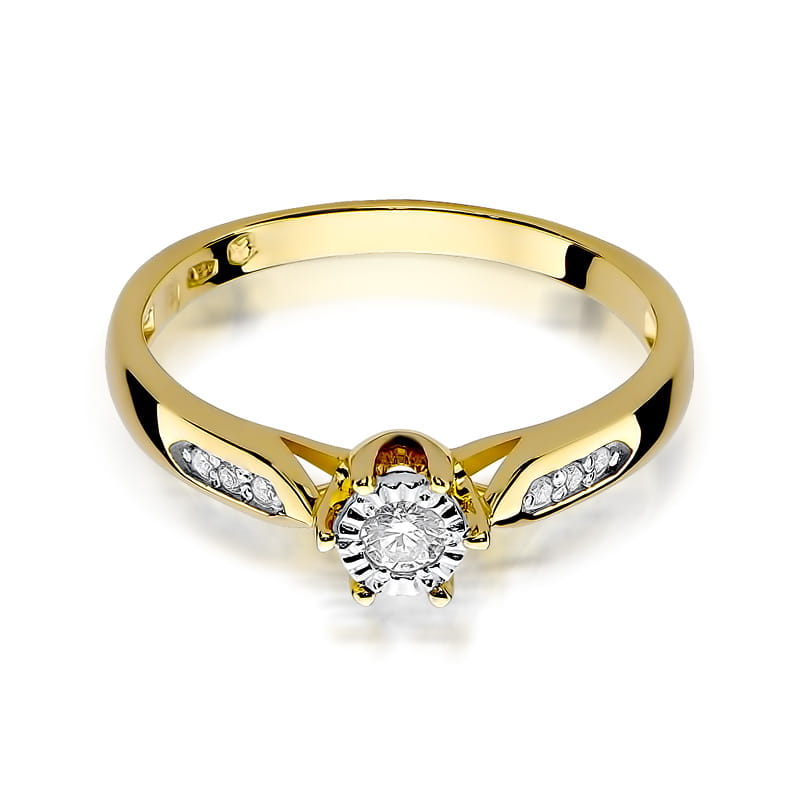 Pierścionek Diament 0,08ct żółte złoto 2 08ct żółte złoto Jubiler Kraków BigDIAMOND