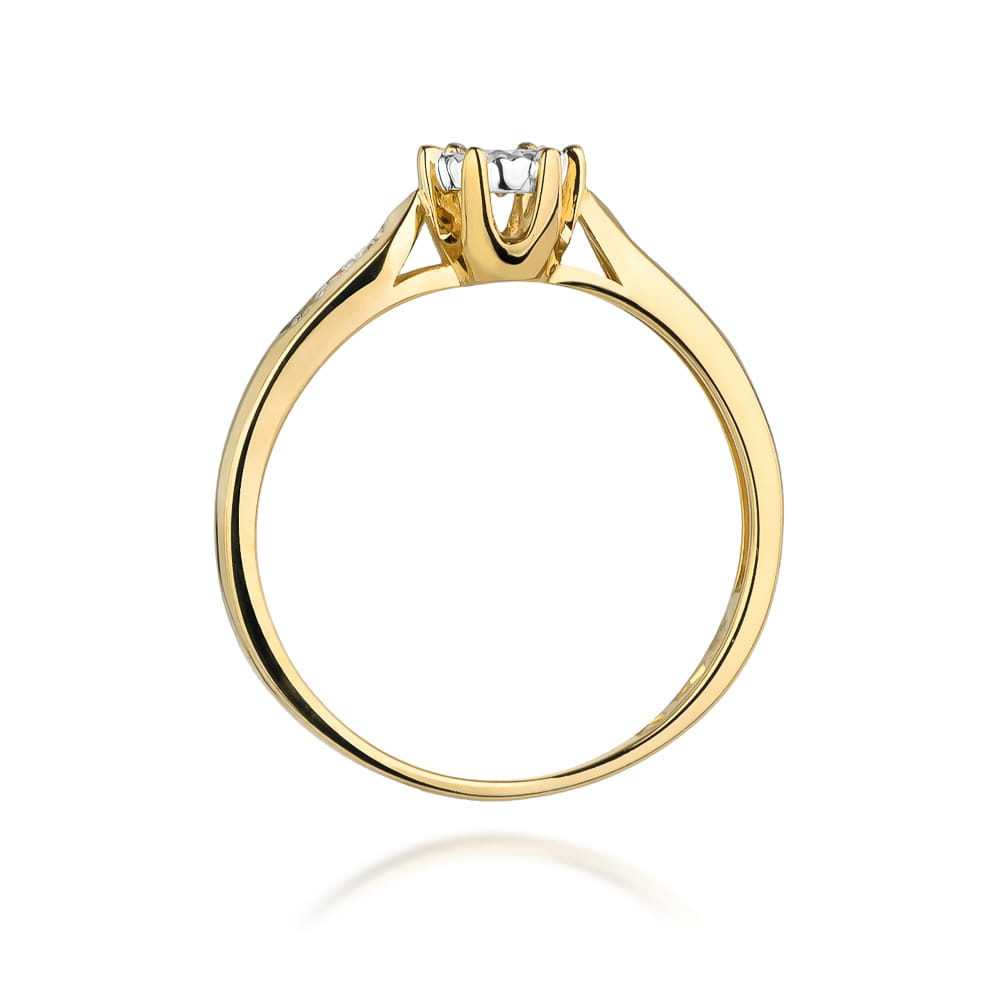 Pierścionek Diament 0,08ct żółte złoto 3 Pierścionek Diament 0,08ct żółte złoto - obrazek 3