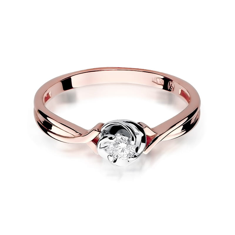Pierścionek Diament 0,10ct różowe złoto 2 10ct różowe złoto Jubiler Kraków BigDIAMOND