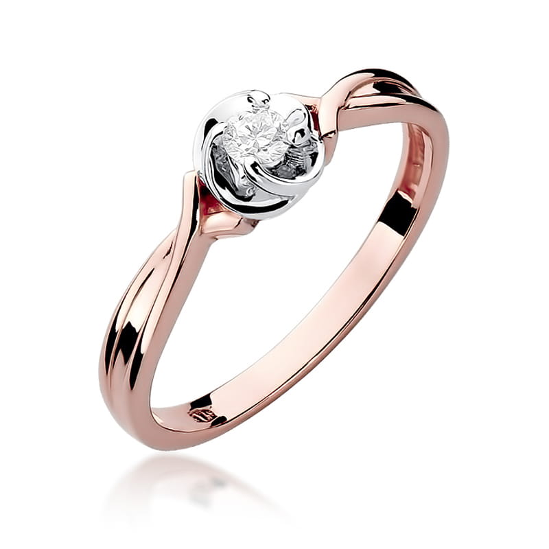 Pierścionek Diament 0,10ct różowe złoto 1 Pierścionek W329 Diament 0