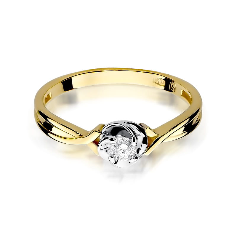 Pierścionek Diament 0,10ct żółte złoto 2 10ct żółte złoto Jubiler Kraków BigDIAMOND