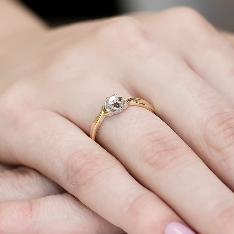 Pierścionek Diament 0,10ct żółte złoto 4 Pierścionek Diament 0,10ct żółte złoto - obrazek 4