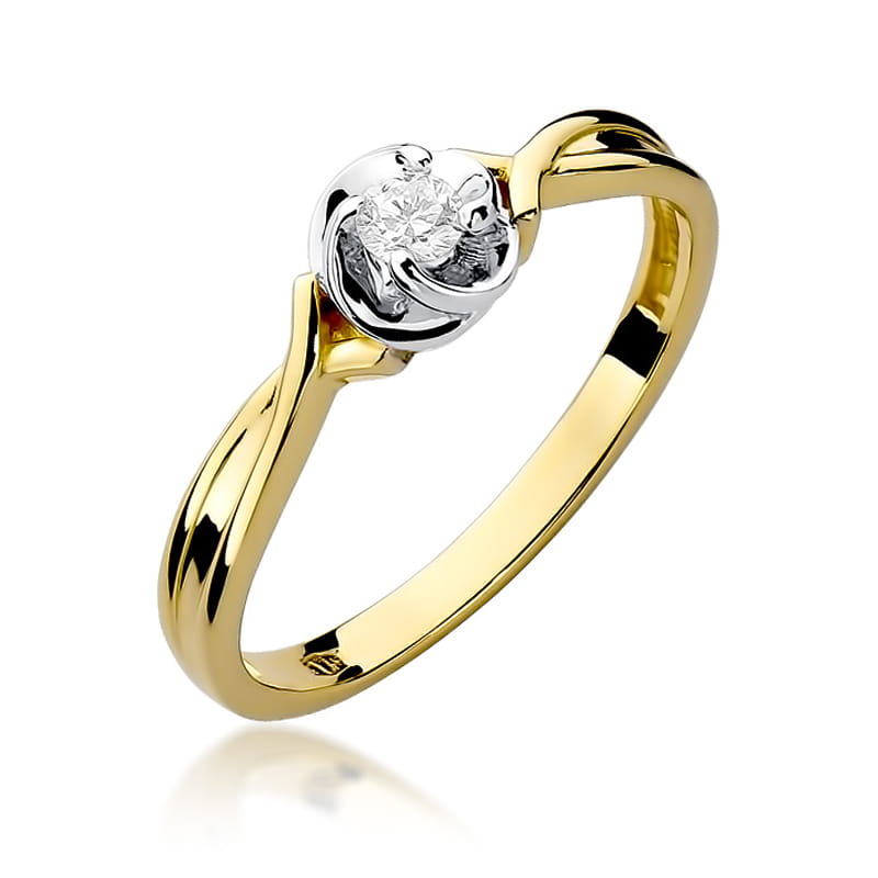 Pierścionek Diament 0,10ct żółte złoto 1 Pierścionek W329 Diament 0