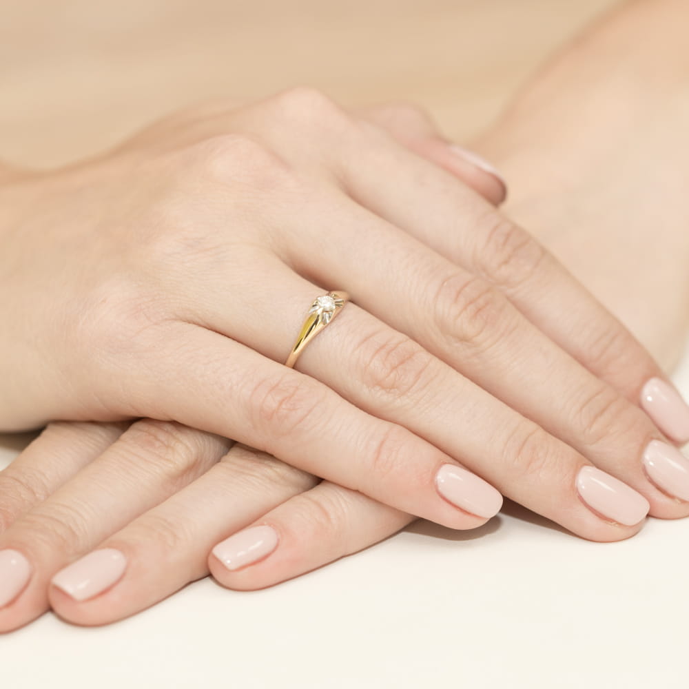 Pierścionek Diament 0,10ct żółte złoto 4 Pierścionek Diament 0,10ct żółte złoto - obrazek 4
