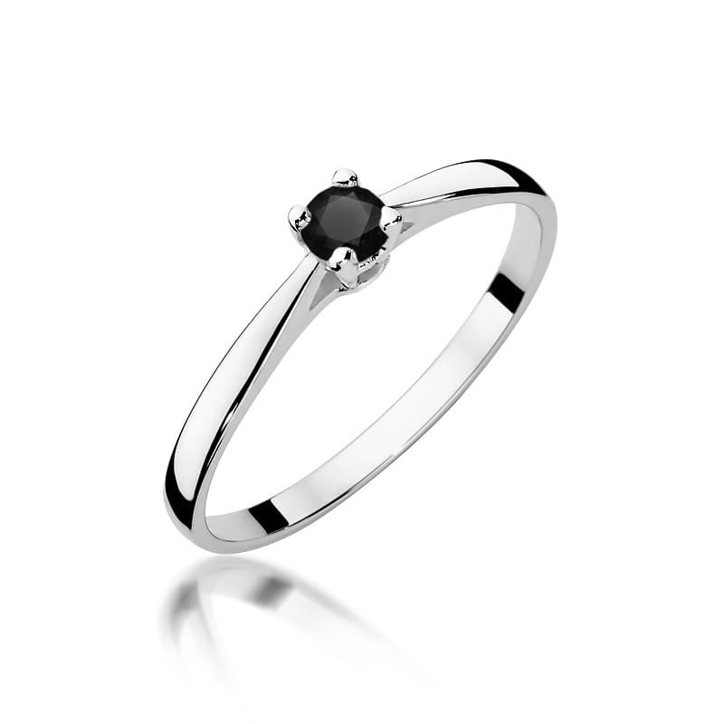 Pierścionek Czarny Diament 0,20ct białe złoto 1 Pierścionek W335 Czarny Diament 0