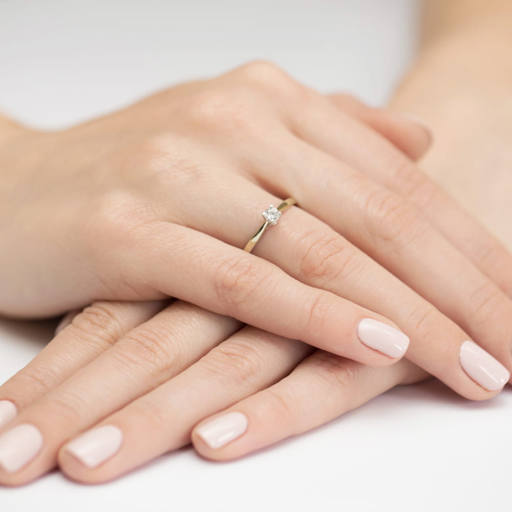 Pierścionek Diament 0,15ct żółte złoto 4 Pierścionek Diament 0,15ct żółte złoto - obrazek 4