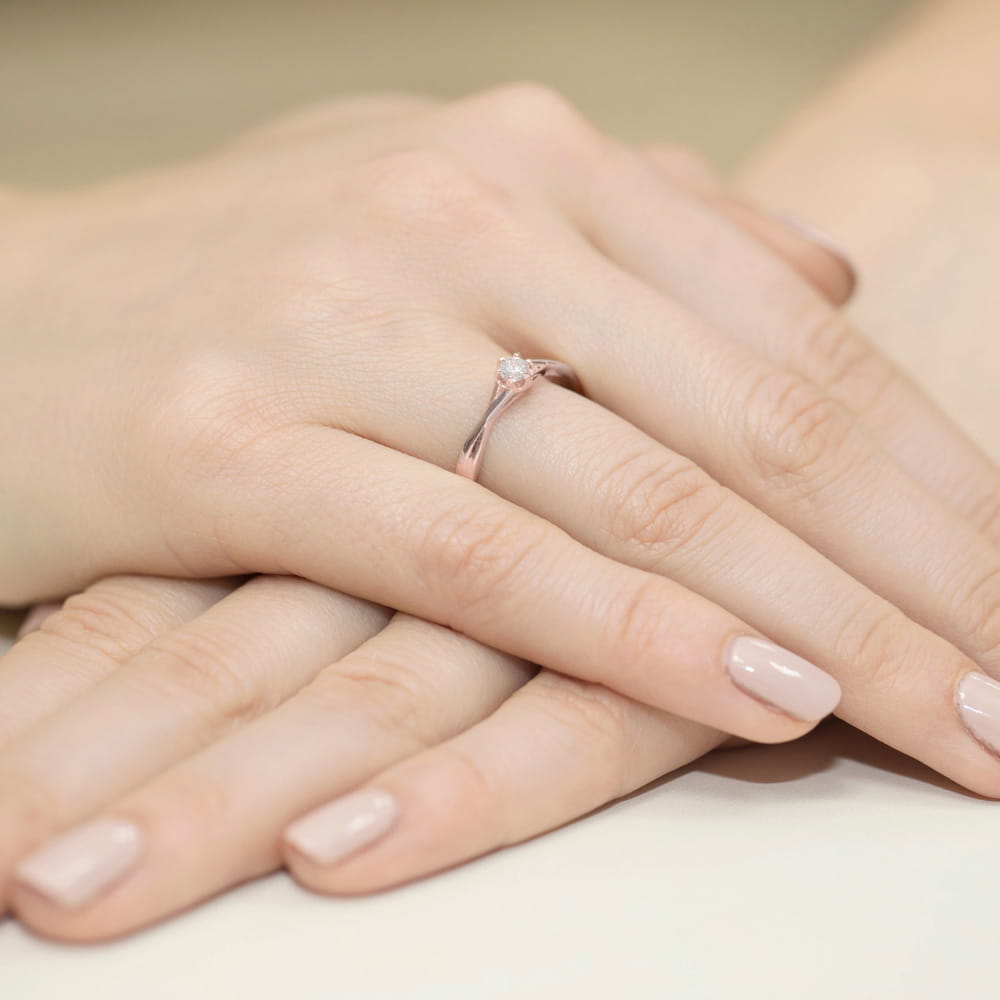 Pierścionek Diament 0,12ct różowe złoto 4 Pierścionek Diament 0,12ct różowe złoto - obrazek 4