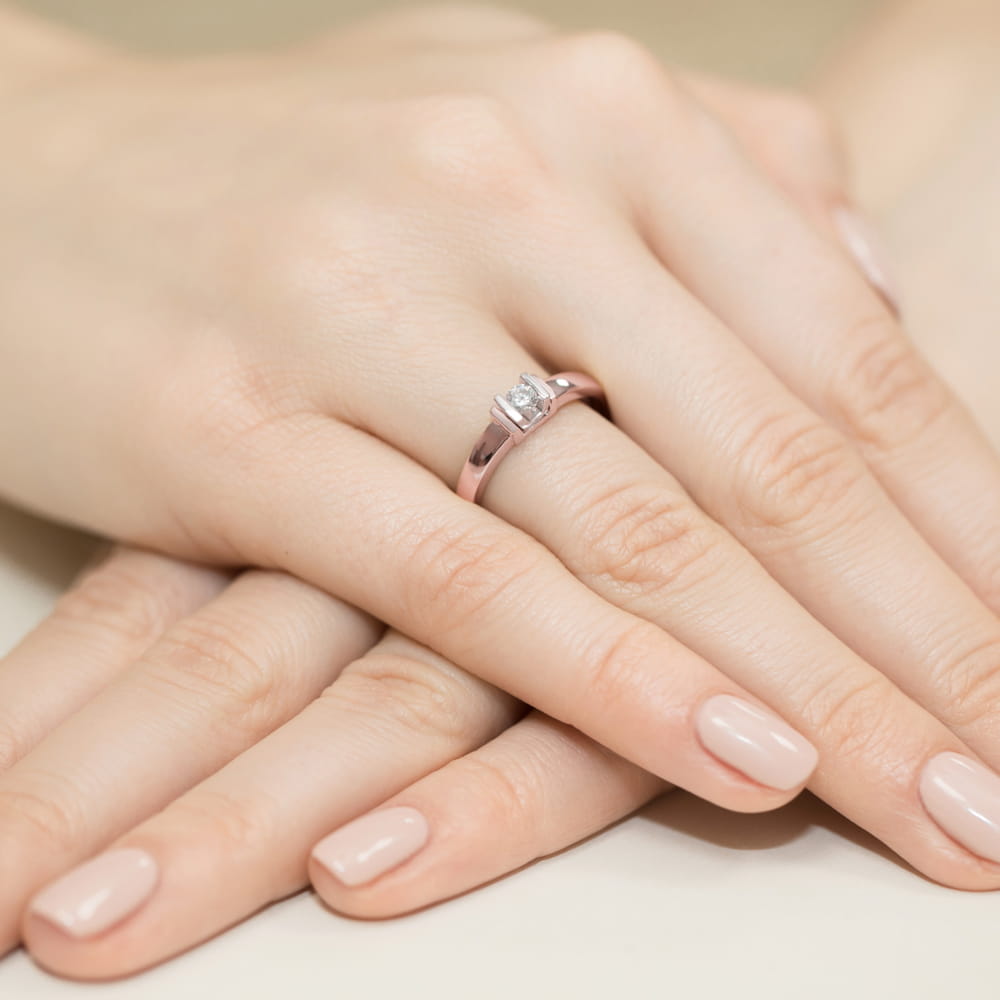 Pierścionek Diament 0,10ct różowe złoto 4 Pierścionek Diament 0,10ct różowe złoto - obrazek 4