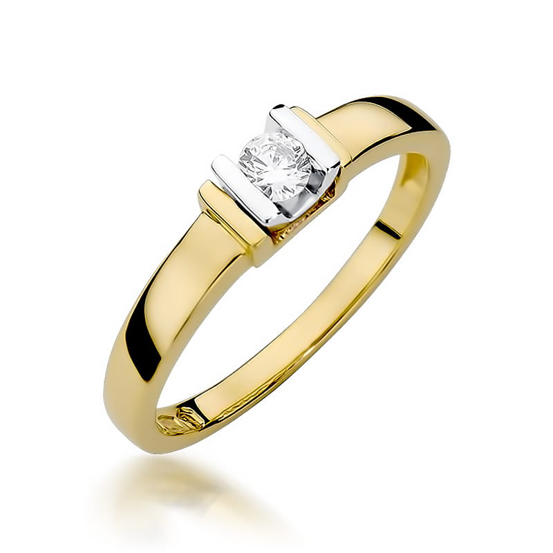 Pierścionek Diament 0,10ct żółte złoto 1 Pierścionek W343 Diament 0