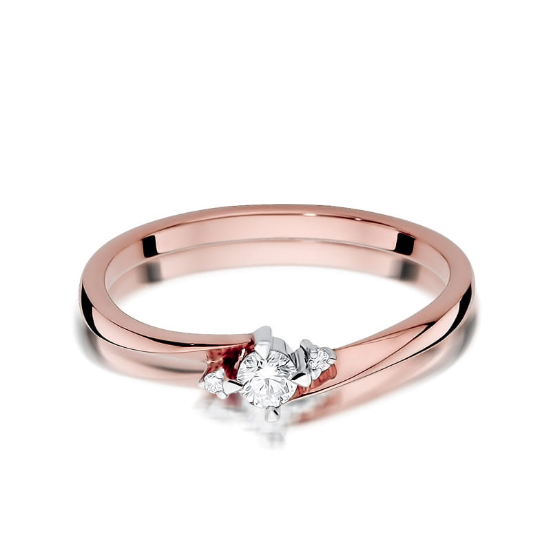 Pierścionek Diament 0,10ct różowe złoto 2 10ct różowe złoto Jubiler Kraków BigDIAMOND