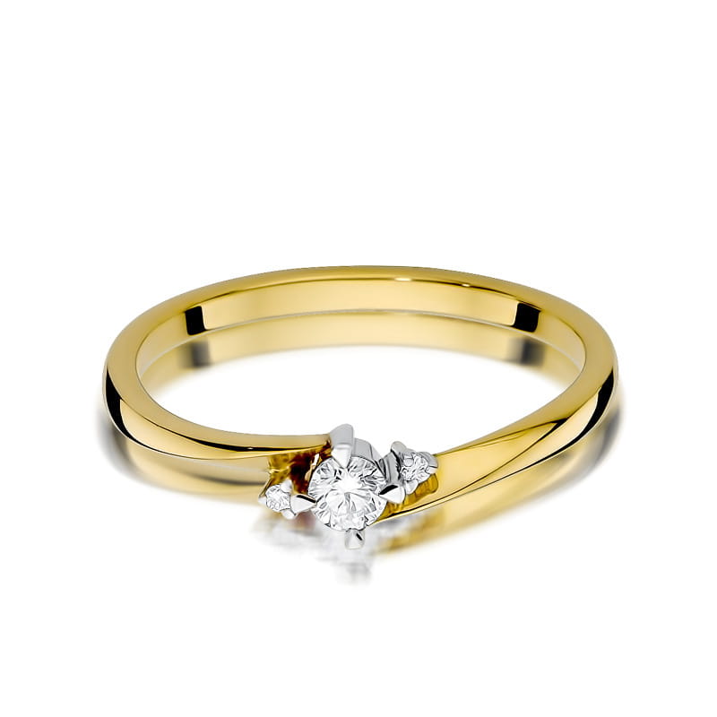 Pierścionek Diament 0,10ct żółte złoto 2 10ct żółte złoto Jubiler Kraków BigDIAMOND