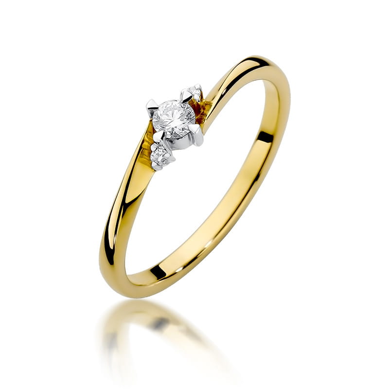 Pierścionek Diament 0,10ct żółte złoto 1 Pierścionek W346 Diament 0