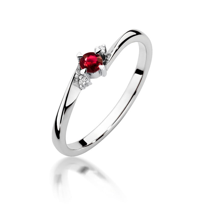 Pierścionek Rubin 0,15ct białe złoto 1 Pierścionek W346 Rubin 0