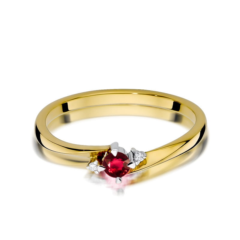 Pierścionek Rubin 0,15ct żółte złoto 2 15ct żółte złoto Jubiler Kraków BigDIAMOND
