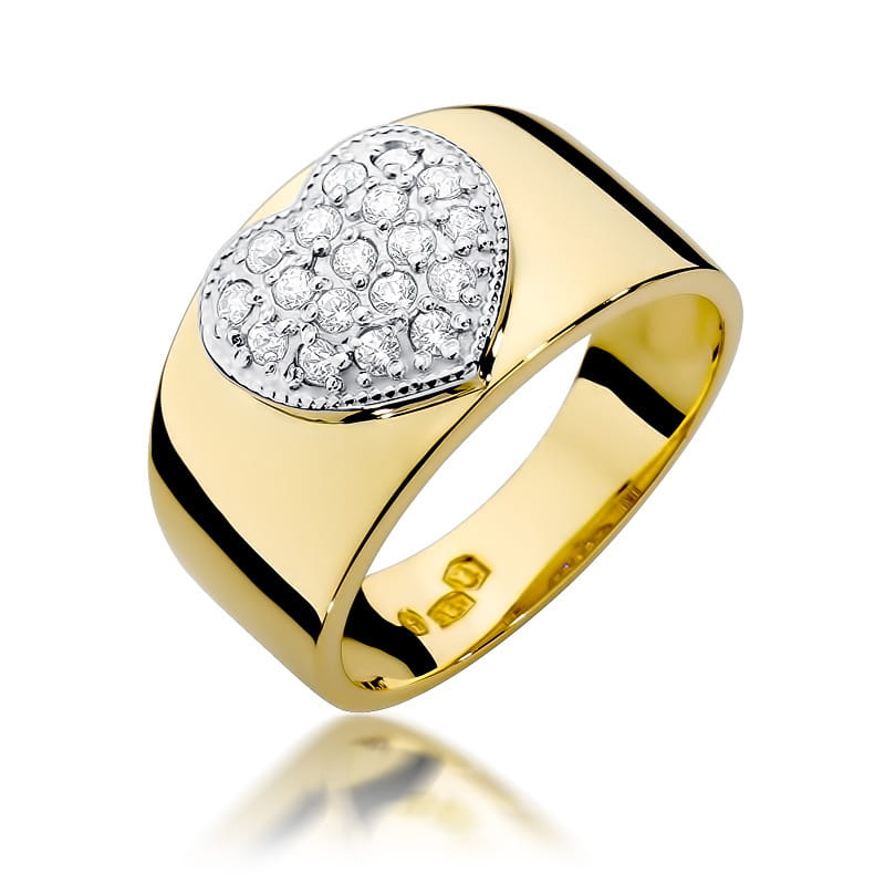 Pierścionek z diamentami żółte złoto 1 Pierścionek W352 z diamentami żółte złoto Jubiler Kraków BigDIAMOND