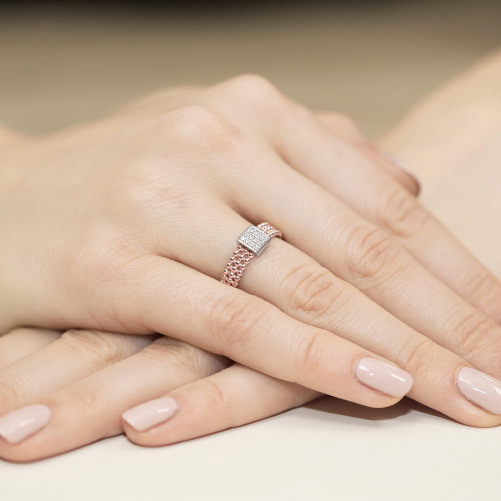 Pierścionek z diamentami różowe złoto 4 Pierścionek z diamentami różowe złoto - obrazek 4