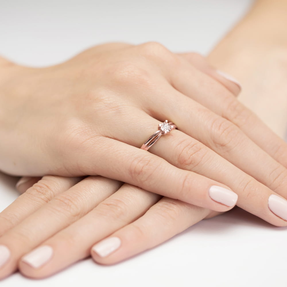 Pierścionek Diament 0,08ct różowe złoto 4 Pierścionek Diament 0,08ct różowe złoto - obrazek 4