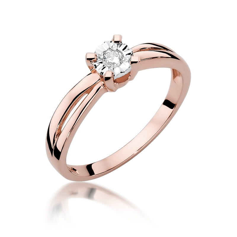 Pierścionek Diament 0,08ct różowe złoto 1 Pierścionek W360 Diament 0