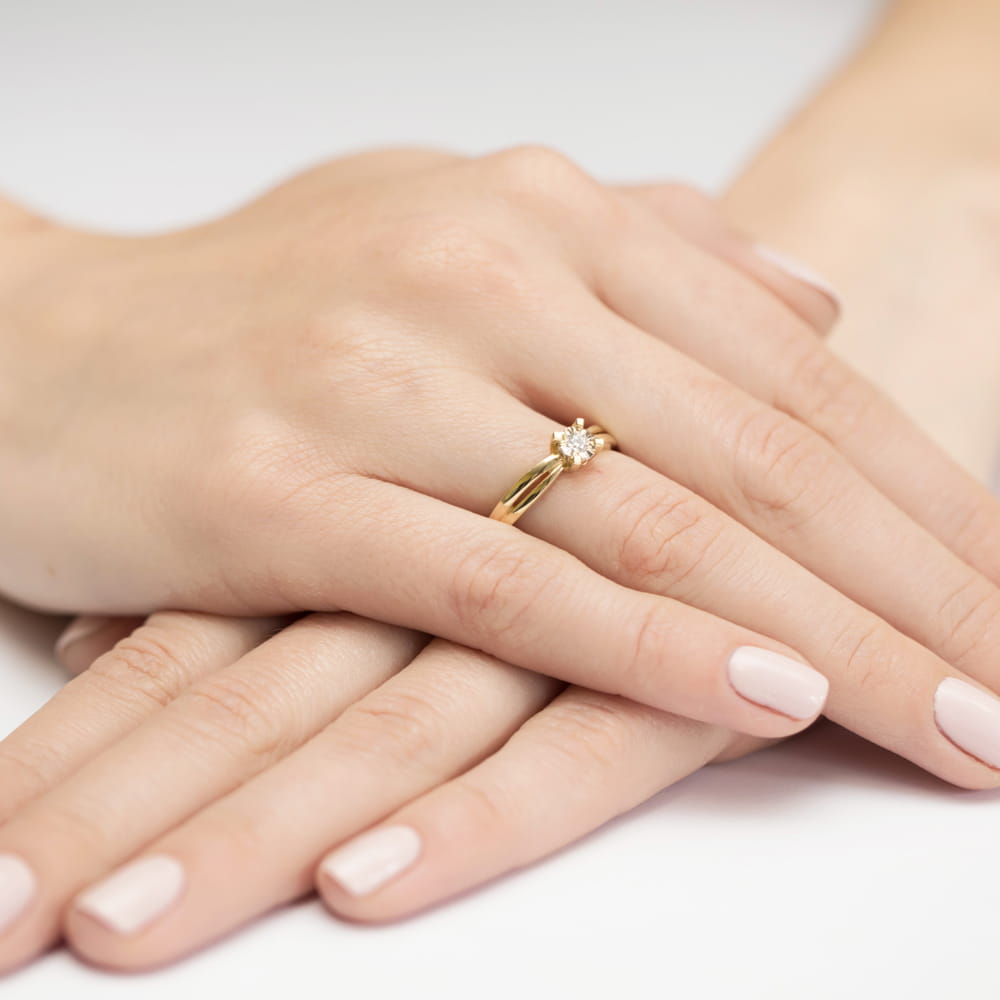 Pierścionek Diament 0,08ct żółte złoto 4 Pierścionek Diament 0,08ct żółte złoto - obrazek 4