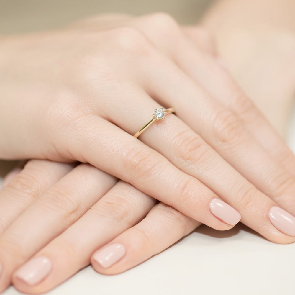 Pierścionek Diament 0,15ct żółte złoto 4 Pierścionek Diament 0,15ct żółte złoto - obrazek 4