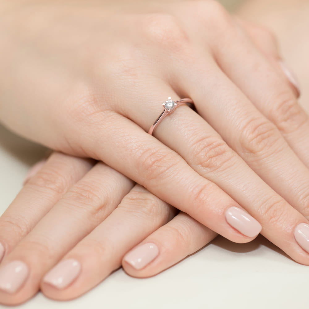 Pierścionek Diament 0,15ct różowe złoto 4 Pierścionek Diament 0,15ct różowe złoto - obrazek 4