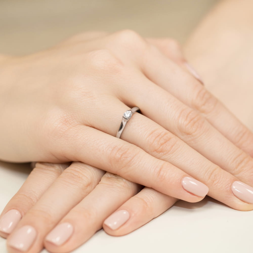 Pierścionek Diament 0,15ct białe złoto 4 Pierścionek Diament 0,15ct białe złoto - obrazek 4