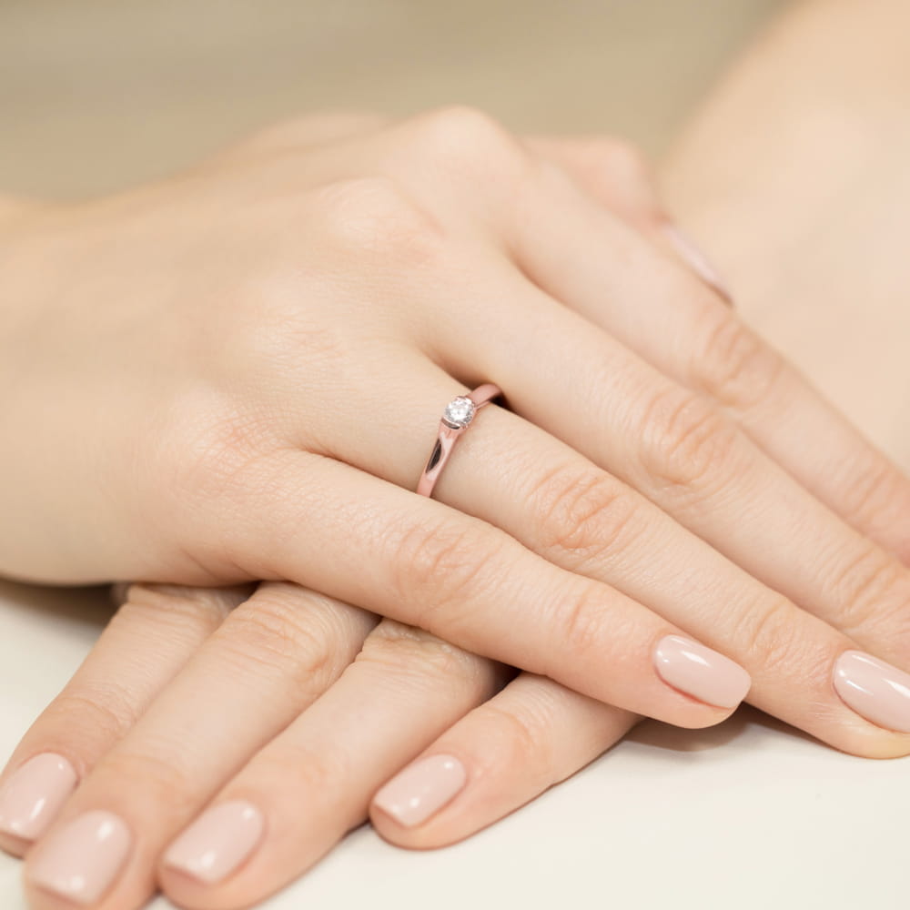 Pierścionek Diament 0,15ct różowe złoto 4 Pierścionek Diament 0,15ct różowe złoto - obrazek 4