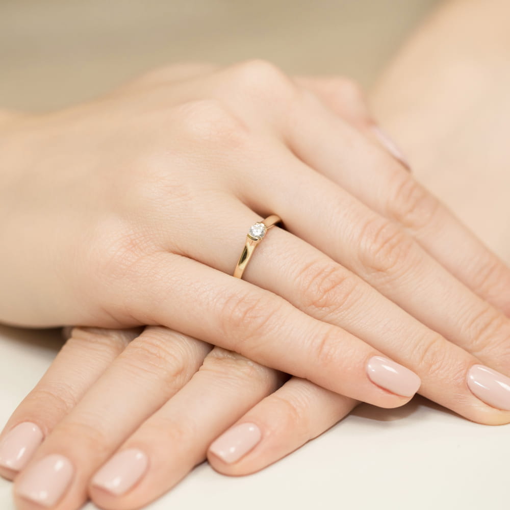 Pierścionek Diament 0,15ct żółte złoto 4 Pierścionek Diament 0,15ct żółte złoto - obrazek 4