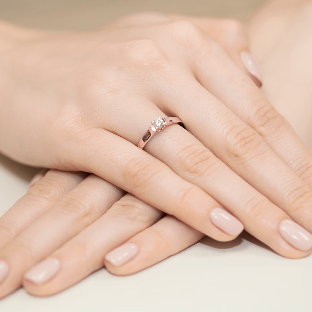 Pierścionek Diament 0,18ct różowe złoto 4 Pierścionek Diament 0,18ct różowe złoto - obrazek 4
