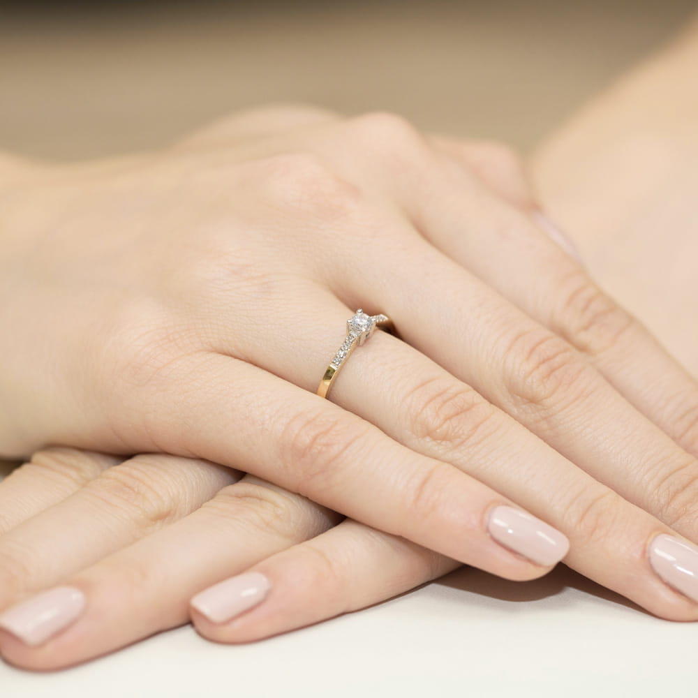 Pierścionek Diament 0,15ct żółte złoto 4 Pierścionek Diament 0,15ct żółte złoto - obrazek 4