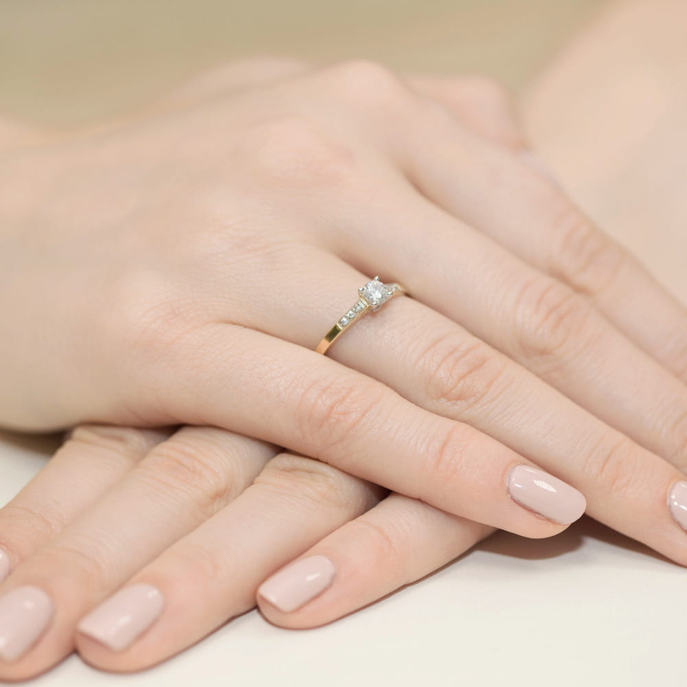 Pierścionek Diament 0,15ct żółte złoto 4 Pierścionek Diament 0,15ct żółte złoto - obrazek 4