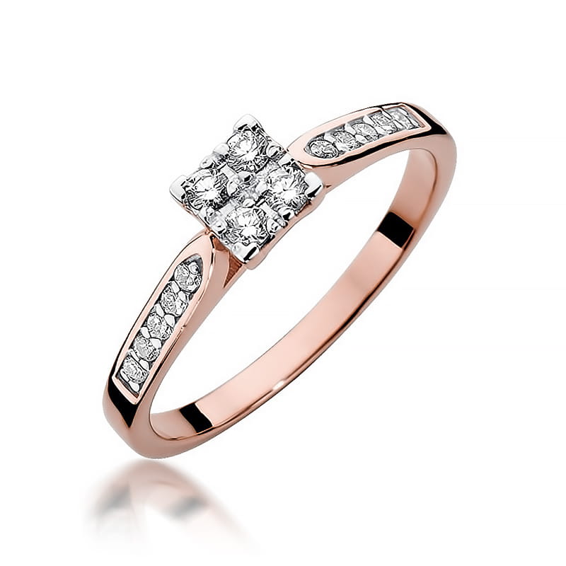 Pierścionek z diamentami różowe złoto 1 Pierścionek W402 z diamentami różowe złoto Jubiler Kraków BigDIAMOND