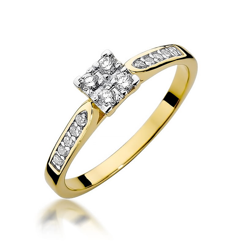 Pierścionek z diamentami żółte złoto 1 Pierścionek W402 z diamentami żółte złoto Jubiler Kraków BigDIAMOND