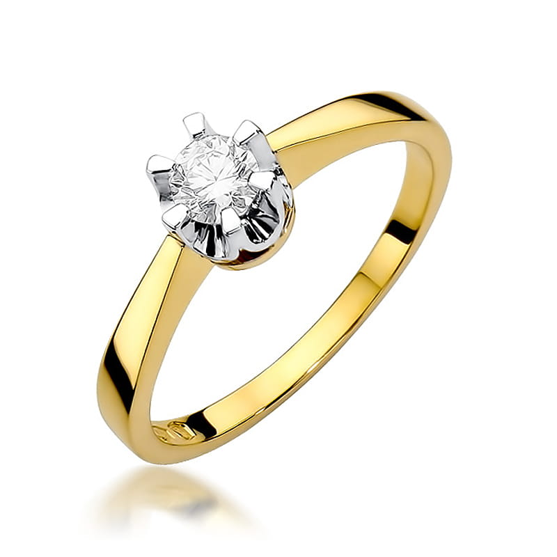 Pierścionek Diament 0,25ct żółte złoto 1 Pierścionek W408 Diament 0