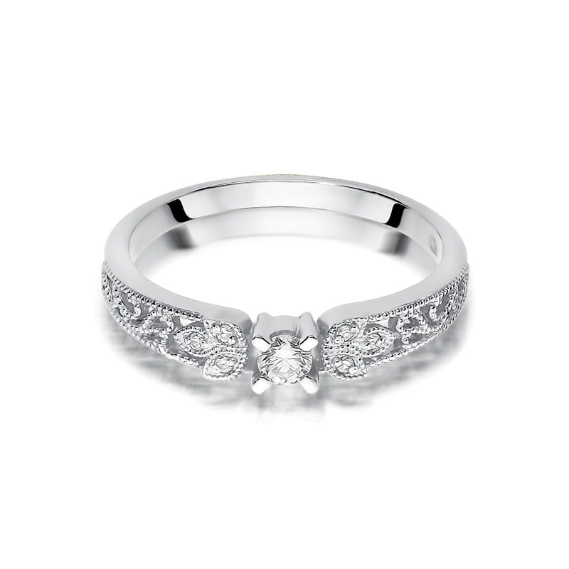 Pierścionek Diament 0,10ct białe złoto 2 10ct białe złoto Jubiler Kraków BigDIAMOND