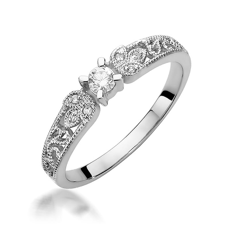 Pierścionek Diament 0,10ct białe złoto 1 Pierścionek W411 Diament 0