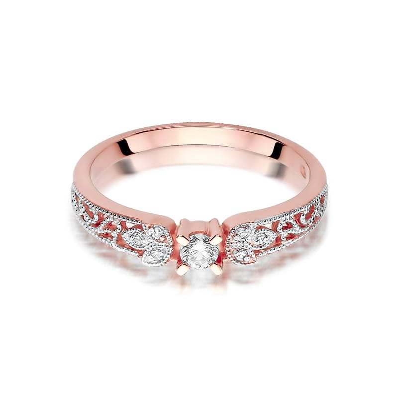 Pierścionek Diament 0,10ct różowe złoto 2 10ct różowe złoto Jubiler Kraków BigDIAMOND