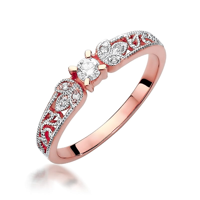 Pierścionek Diament 0,10ct różowe złoto 1 Pierścionek W411 Diament 0