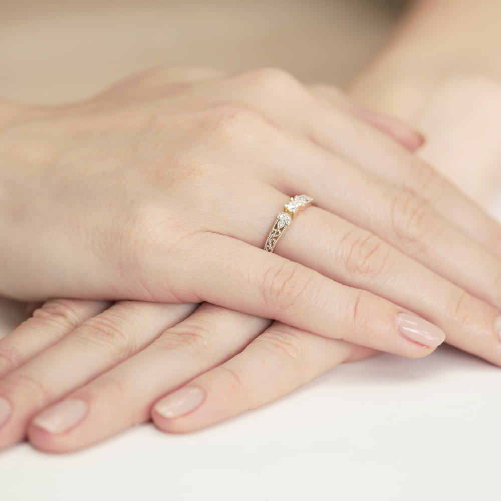 Pierścionek Diament 0,10ct żółte złoto 4 Pierścionek Diament 0,10ct żółte złoto - obrazek 4