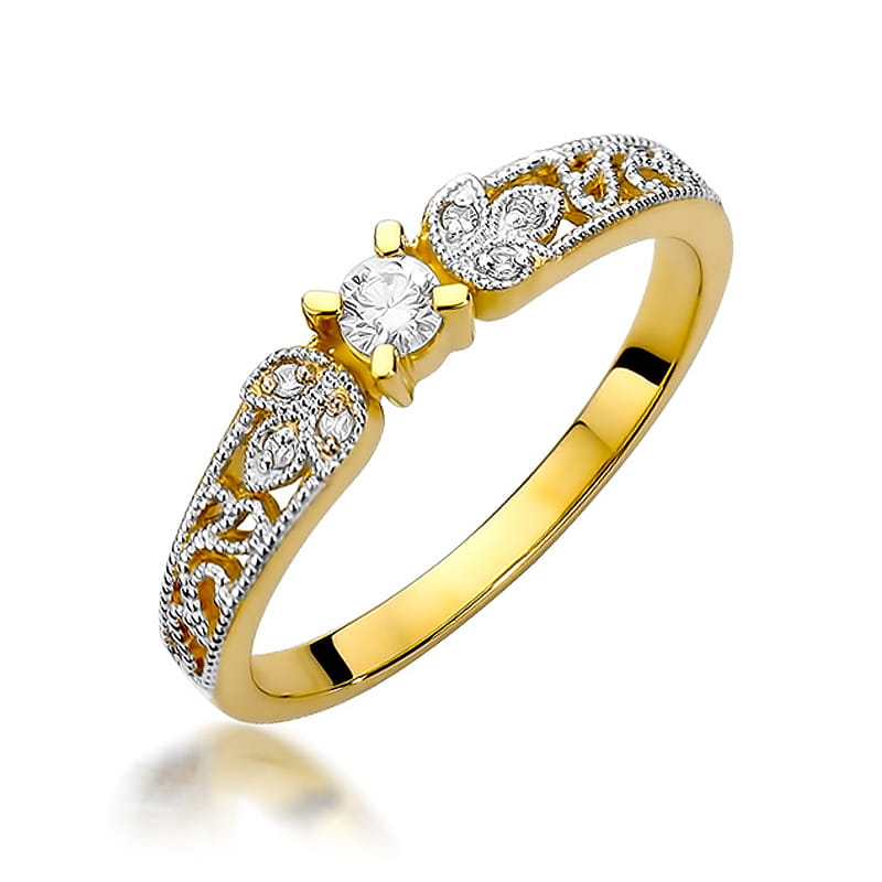 Pierścionek Diament 0,10ct żółte złoto 1 Pierścionek W411 Diament 0