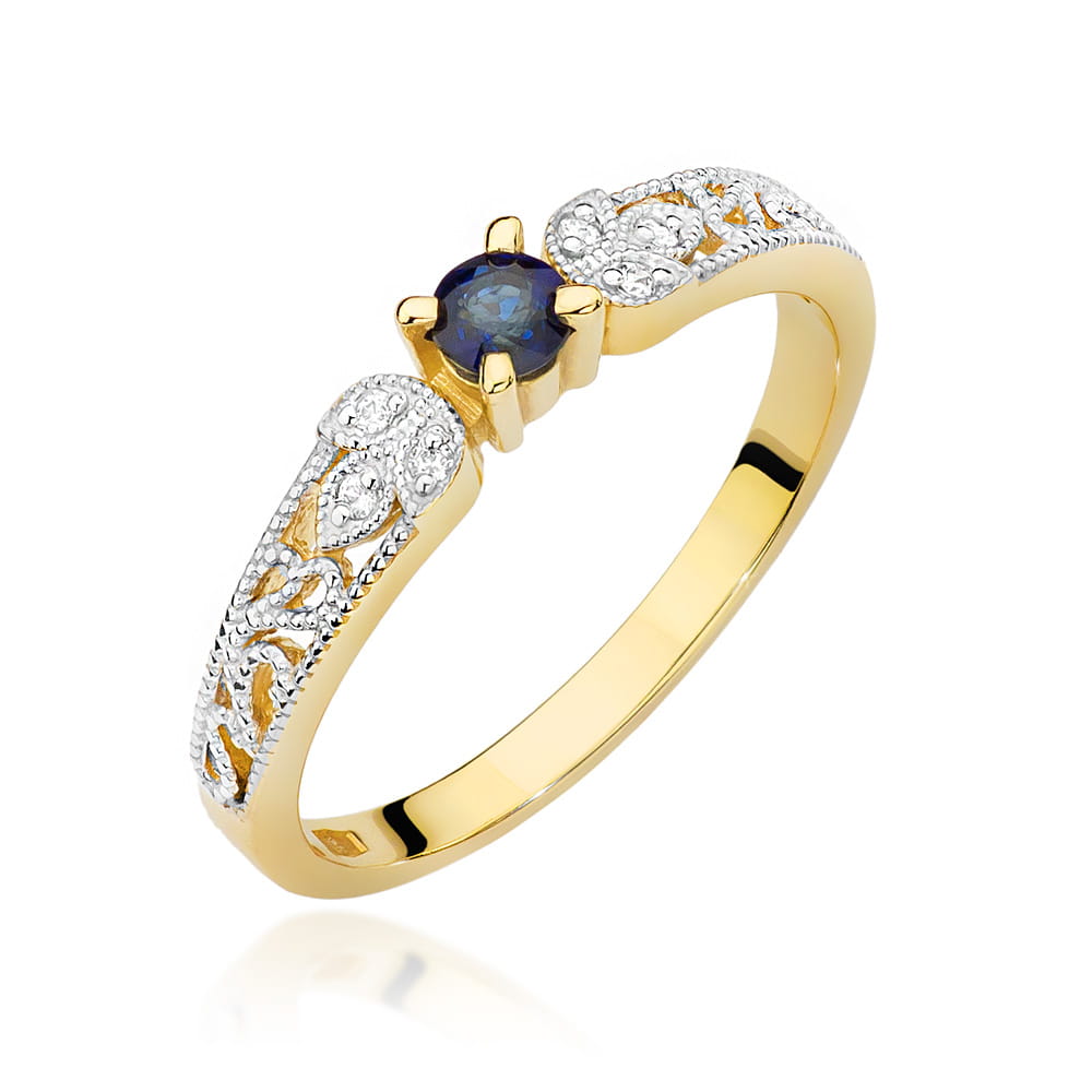 Pierścionek Szafir 0,10ct żółte złoto 1 Pierścionek W411 Szafir 0