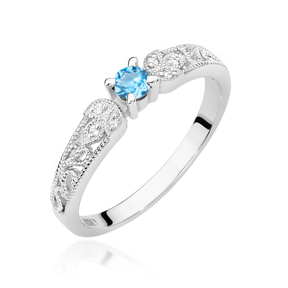 Pierścionek Topaz 0,15ct białe złoto 1 Pierścionek W411 Topaz 0