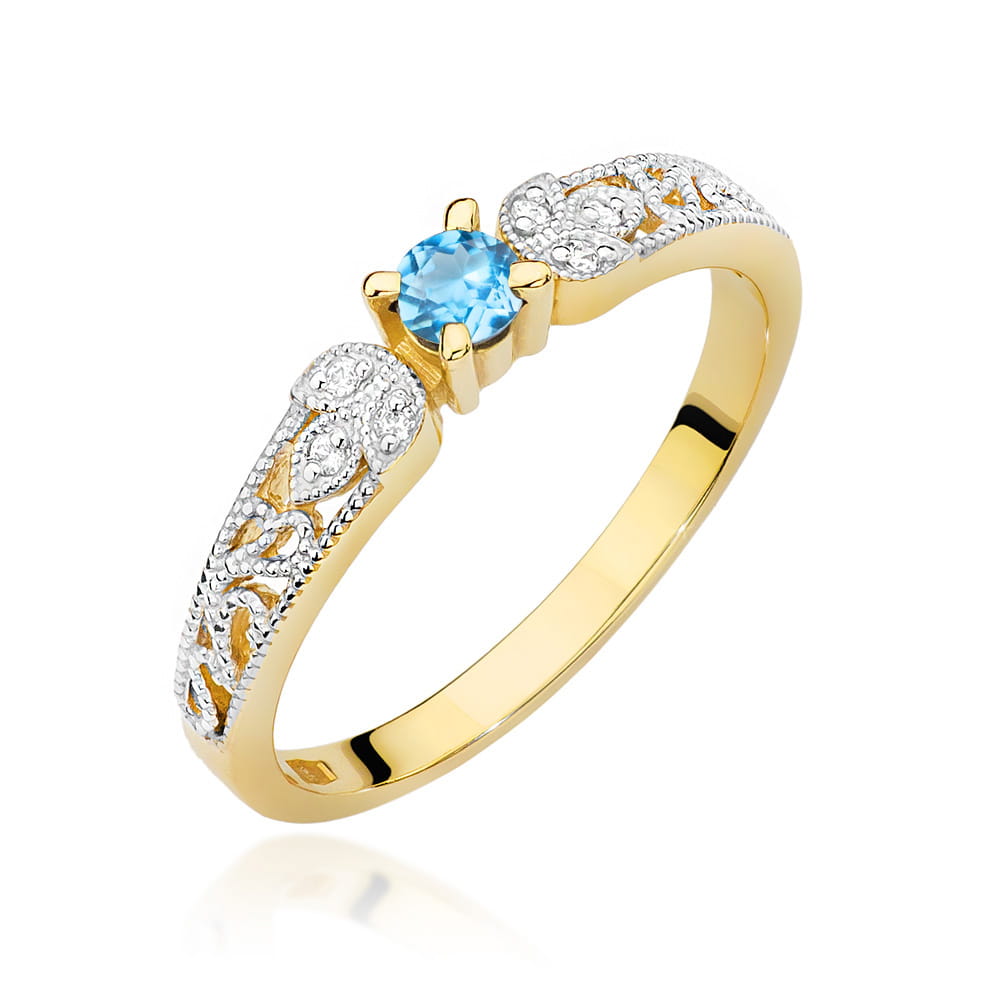 Pierścionek Topaz 0,15ct żółte złoto 1 Pierścionek W411 Topaz 0