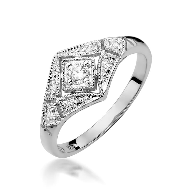 Pierścionek Diament 0,10ct białe złoto 1 Pierścionek W412 Diament 0