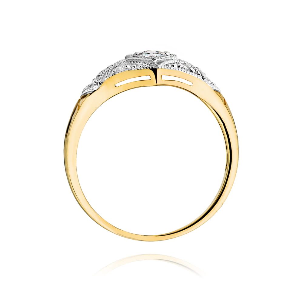 Pierścionek Diament 0,10ct żółte złoto 3 Pierścionek Diament 0,10ct żółte złoto - obrazek 3
