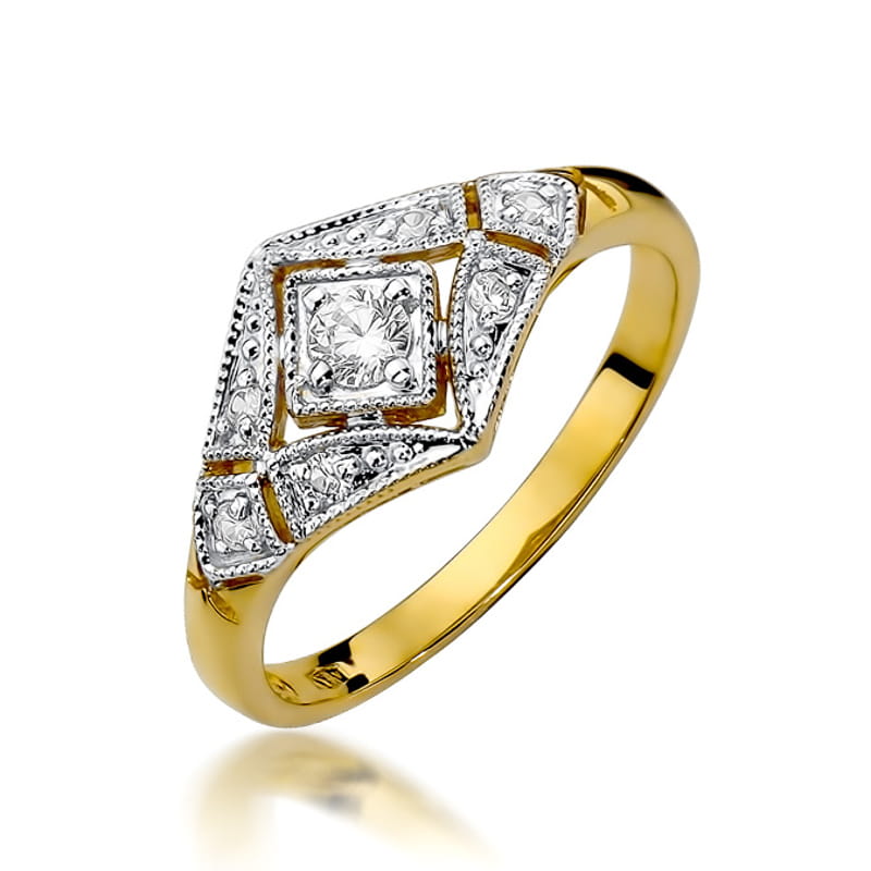 Pierścionek Diament 0,10ct żółte złoto 1 Pierścionek W412 Diament 0